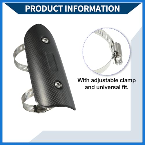 Muffler Heat Guard with Clamp/Exhaust Pipe Head Shield Cover for Motorcycle/Heat Insulation Carbon Fiber 145x62mm / 1 Set Black Auto Accessories