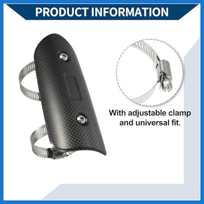 Muffler Heat Guard with Clamp/Exhaust Pipe Head Shield Cover for Motorcycle/Heat Insulation Carbon Fiber 145x62mm / 1 Set Black Auto Accessories