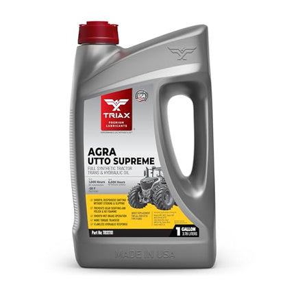 TRIAX Agra UTTO Supreme GL-4 Full Synthetic Tractor Trans-Hydraulic Fluid - Compatible with Kubota UDT2, JD J20C/D, J20D, Case HyTran (1 Gallon) - size: 1 Gallon
