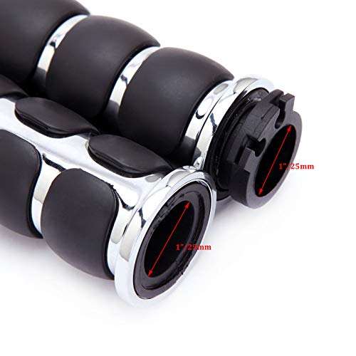 Pair of 1" Dual Chrome Motorcycle Bar End Hand Grips Handlebar Compatible with Cruisers Harley Yamaha Suzuki - color: Chrome#2