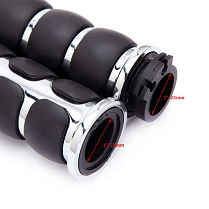 Pair of 1" Dual Chrome Motorcycle Bar End Hand Grips Handlebar Compatible with Cruisers Harley Yamaha Suzuki - color: Chrome#2