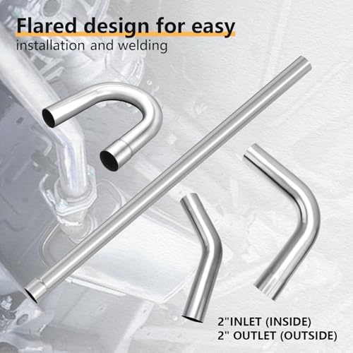 LCGP 3" Stainless Steel Custom Exhaust Kit Tubing Mandrel Bend Pipe Elbow Straight Pipe U-Shaped Pipe 8 Pcs - size: 3", style: Stainless Steel