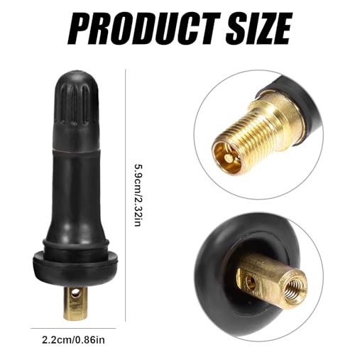 Saihisday TR413 Valve Stems Black Rubber Snap-in Tire Valve Wheel Rim Stems TPMS for GM Chevy (Pack of 100)