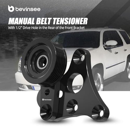 Bevinsee LS Truck Manual Belt Tensioner with Pulley for LSX 4.8L 5.3L