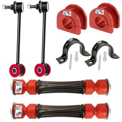 Suspension Dudes 8PC Front/Rear Sway Bar Stabilizer Link Kit + Front CODE RED EXTREME Bracket/Bushing Kit FITS Escalade, Tahoe, Savana, Sierra, Yukon, Humer, 2000-2009 K80631 K6700 K6439 928-565 - size: CODE RED Front/Rear Link & Bracket/Bushing Kit