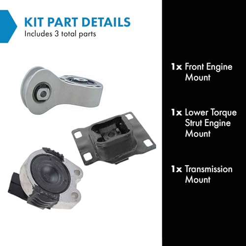 TRQ Engine Motor Transmission Torque Mount Kit of 3 - style: MTA71078