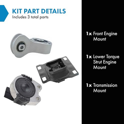 TRQ Engine Motor Transmission Torque Mount Kit of 3 - style: MTA71078