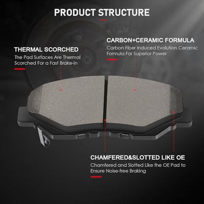 cciyu D958 D1451 Brake Pads w/Hardware Front Rear Disc Brake Pad Set - size: Front[D958] + Rear[D1451]
