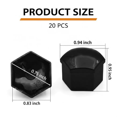 20PCS 19mm Hexagonal Lug Nut Covers, Rust-proof Wheel Bolt Protector Caps with Removal Tool Clips, Universal External Rim Nut Protection Fit for Most Car Truck SUV(Black) - size: 19mmBlack