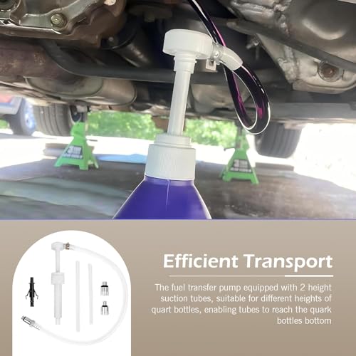 Transmission Fluid Pump Kit, Car Lower Unit Gear Oil Pump for Standard Quart Bottles, Multi-Purpose Auto Fluid Transfer Pumps with 3/8" Swivel & 8mm 10mm Adapter, for Most Car Boat Motorcycle