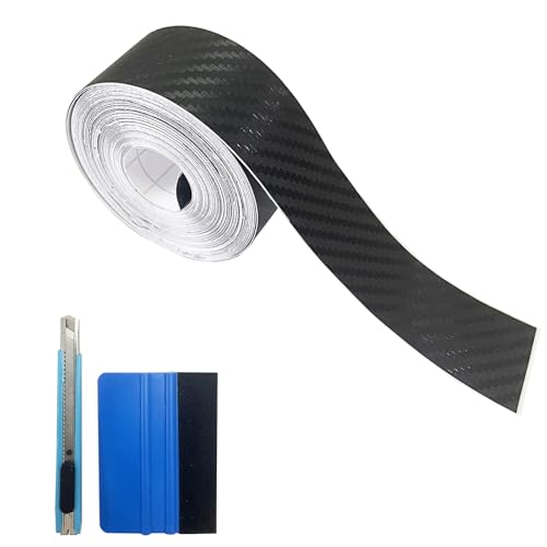Carbon Fiber Vinyl Tape for Black Out Chrome Delete Window Trim with Tool Kit, Black Vinyl Wrap Tape Roll, Self-Adhesive Car Chrome Door Trim Delete Tape DIY Film (1 inches x 30 feet) - size: 1 inches x 30 feet