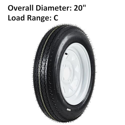 Garvee 2-Pack 4.80-12 Trailer Tires on 12” White Rims, 4 Lug on 4” Bolt Pattern, Load Range C 6PR, 990 lbs, Bias Ply Pre-Mounted for Utility/Boat/Camper Trailers - size: 4.80-12, style: 4 Lug