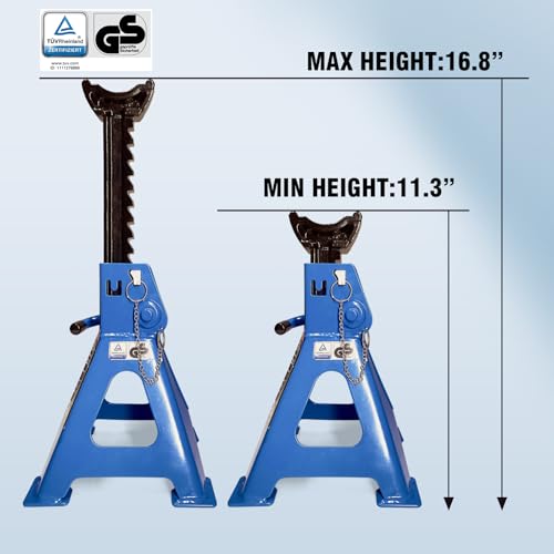 Car Jack Stands 3 Ton with Double Locking and Large Foot Base for Lifting Cars,SUVS,MPVS, Heavy Duty Steel, 6600 lb Capacity, 2 Packs - size: 3T