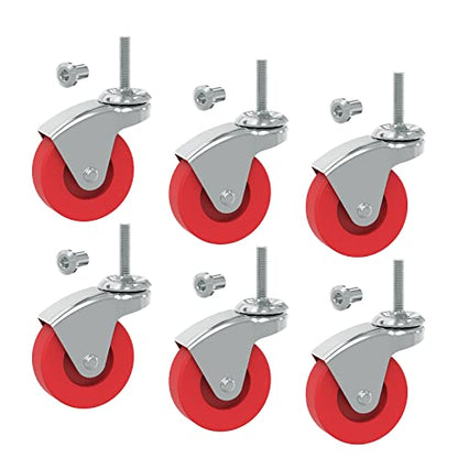 BIG RED 2.5 Inch Stem Caster Wheels Set of 6,Heavy Duty 360 Degree Swivel Stem Casters for Creeper Service Utility Cart Stool Post Mount,ATR6551-6PB - style: 6 pcs