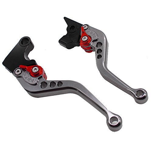 FXCNC Adjustable Brake Clutch Levers for YFM700 Raptor 700R 2000-2006, Banshee 350 YFZ350 2002-2008, Wolverine 350 YFM350FX 2002-2005,Blaster 200 YFS200 2004-2006,WR125/250/500 1991-95 - color: Gray Lever with Red Adjuster