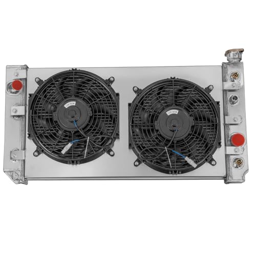 3 Row Aluminum Radiator Shroud Fan for 1988-1994 Chevy S10 Blazer GMC S15 4.3L V6 AT, Full Performance Aluminium Radiators, Automotive Replacement Radiator
