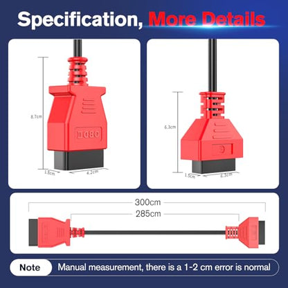 Autel OBD 2 Extension Cable, 10ft 3M, 16 Pin OBD II OBD2 Extension Cord