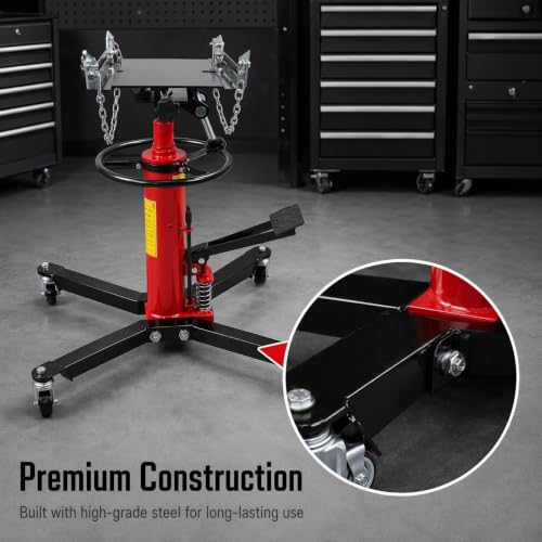 1322LBS Transmission Jack Capacity 2-Stage Hydraulic Telescopic Jack with 360° Swivel Wheel Red