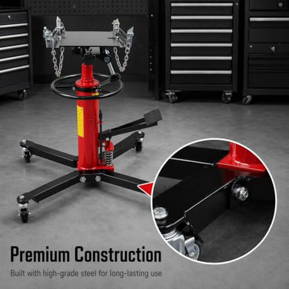 1322LBS Transmission Jack Capacity 2-Stage Hydraulic Telescopic Jack with 360° Swivel Wheel Red