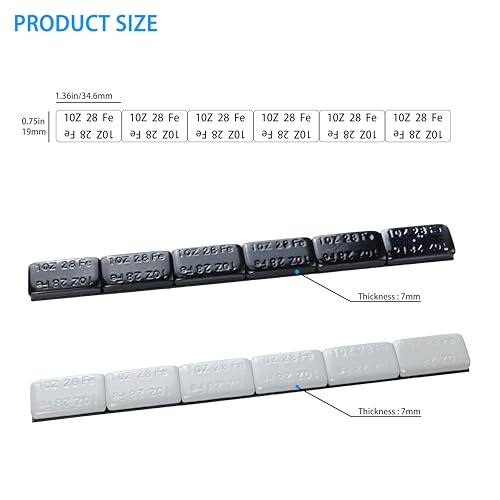 Grey,1 oz, 72 pcs, Black 1 oz, 36 pcs Wheel Adhesive Weights Kit Mellow Style, Adhesive Stick-on Wheel Weights for Cars, Trucks, SUVs, Motorcycle(WW-M100R)