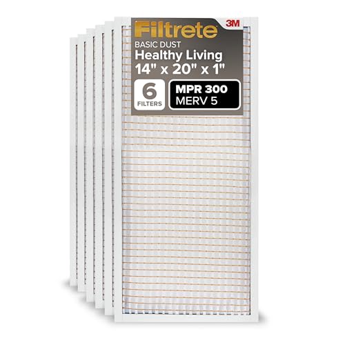 Filtrete 14x20x1 Air Filter, MERV 5, MPR 300, 6 HVAC Filters - size: 14x20x1