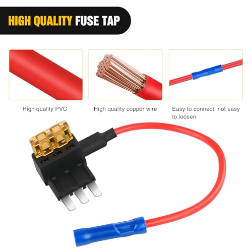 Nilight 2 Pack Micro3 Add-a-Circuit Fuse Tap Adapters 12V 5A - color: 2Pcs Micro3