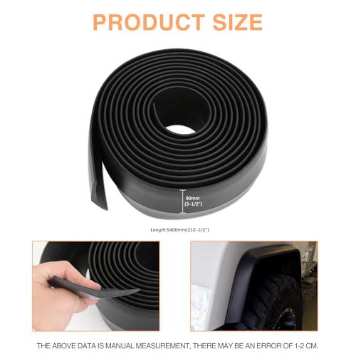 DREAMOTOR Fender Flares Flexible Rubber 2-Inch Fender Extension Wheel Arch PVC Trim Compatible with Jeep Wrangler TJ JK Gladiator Ford F-150 Dodge Ram 1500 Can am Maverick Off-Road SUV Truck Pickup - style: Style 1