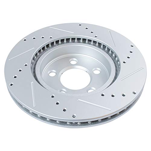 TRQ Performance Front and Rear Brake Rotor Set G Coated Drilled and Slotted - style: BRA13972