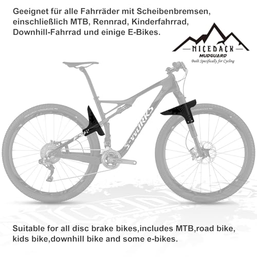 Mountain Bike Fenders, Fits 20-29 Inch MTB, 2-Piece Set - color: A- Black-Gray