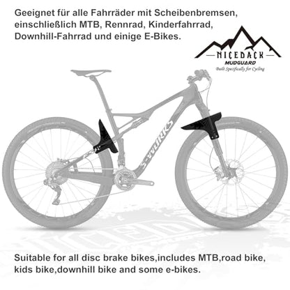 Mountain Bike Fenders, Fits 20-29 Inch MTB, 2-Piece Set - color: A- Black-Gray