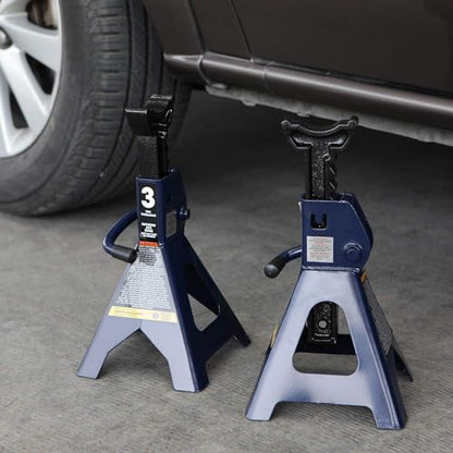 TCE 3 Ton (6,600 LBs) Jack Stands, with Adjustable Lock Car Jack Stand, Fit for Vehicle, Blue, 1 Pair - style: 3 ton basic