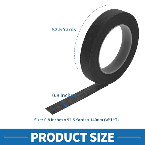 Painters Tape Easy Removal 0.8 Inches x 52.5 Yards Black - color: Black, size: 0.8 Inches x 52.5 Yards