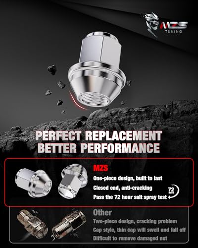 MZS M12x1.5 Lug Nuts for Bronco Escape Focus Ranger Fusion MKZ Chrome 20PC - size: M12X1.5-1.25" (32mm) Long