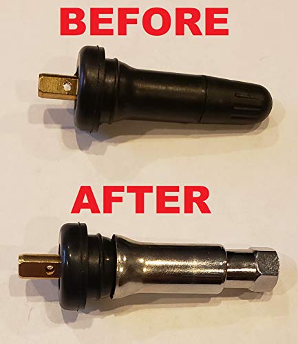Muzzys C20008 TR414, Universal, TPMS Chrome Valve Stem Sleeve Covers and Cap Dress Up Kit (Set of 4) Fits All TPMS Rubber Valve Stems for All Make and Model Cars and Trucks with Rubber TPMS Sensors