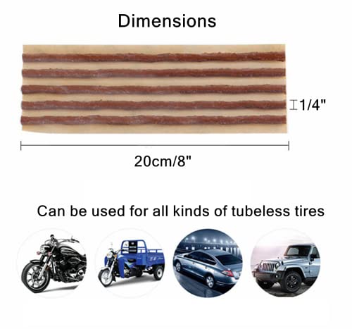 Chrov 60pcs Tire Plugs, Rubber Tire Repair Plugs for Tubeless Off-Road Tires Car, ATV, UTV, Wheelbarrow (8" x1/4", Brown)