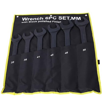 Jumbo Combination Wrench Set, 6-Piece Metric (35-50mm), Black Oxide, Pouch - Metric Sizes, Perfect for European & Asian Vehicles, Commercial & Heavy Duty Applications - color: 6-piece Metric (35-50mm), Black Oxide