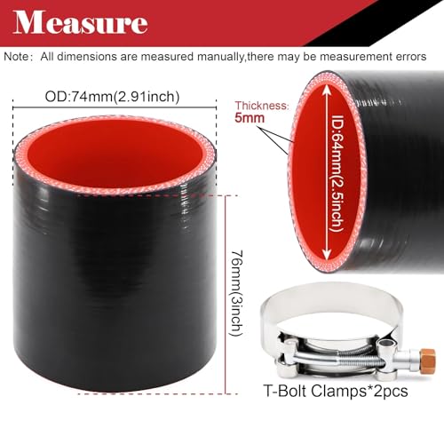 2.5 inch Silicone Coupler ID 2-1/2" Intake Intercooler Turbo Hose Coupling - size: 2.5 Inch