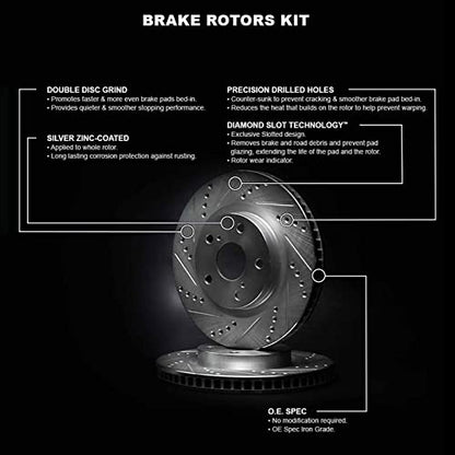 R1 Concepts Front Brake Rotors Fits 2006-2020 Audi A3; 2008-2011 Audi TT