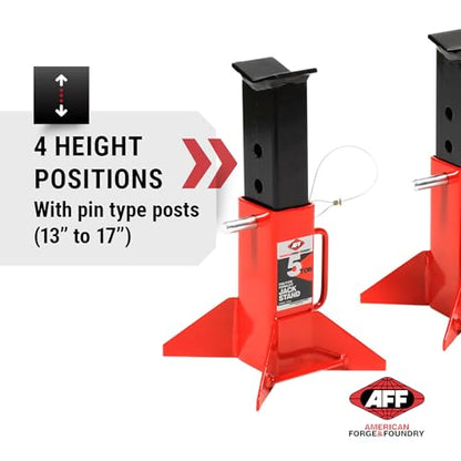 AFF Heavy Duty Pin Type Jack Stands, 5 Ton (10,000 Lbs) Capacity, 1 Pair, 3305A