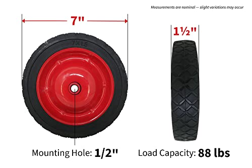 Shepherd Hardware 9593 7-Inch Semi-Pneumatic Rubber Tire, Steel Hub with Grafoil Bearings, Diamond Tread, 1/2-Inch Bore Offset Axle - color: Black, size: 7-Inch, style: 7-Inch, Grafoil Bearings