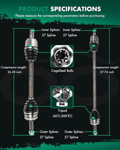 SCITOO Pair CV Axle Drive Shaft For Kia Soul 2014-2019