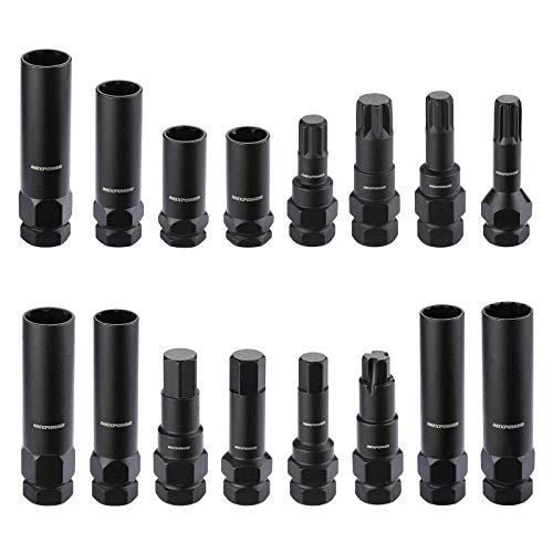 MIXPOWER 16-Piece Locking Lug Nut Master Key Set of Spline Star and Hex Style Keys, Wheel Lock Removal Kit, Thin-Walled and Long Lug Keys to Prevent Damage to Wheels Double-Hex Heads