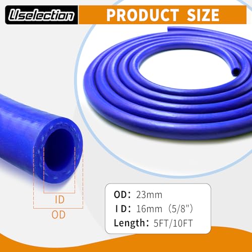 5/8" ID-5Ft(ID 16mm) Heater Hose Enhanced Double Reinforcement - color: All Blue, size: 5/8" ID-5Ft(ID 16mm)