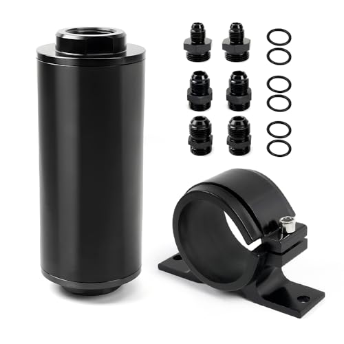 BARTOO 100 Micron Inline Fuel Filter With 50MM Mounting Bracket(Black) - color: 100 Micron Fuel Filter&50MM Bracket-Black