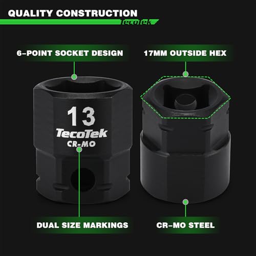TecoTek 19-Piece 3/8-Inch Drive Metric Low Profile Impact Socket Set, Stubby Socket Set, 6mm-24mm, No Skips Sizes, 6 Point, Cr-Mo, Shorter Socket for Tight Areas - size: 6mm - 24mm(3/8" Dr.)