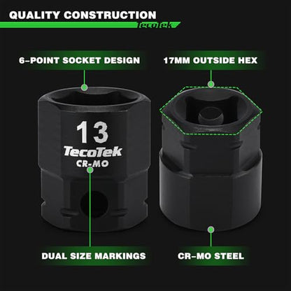 TecoTek 19-Piece 3/8-Inch Drive Metric Low Profile Impact Socket Set, Stubby Socket Set, 6mm-24mm, No Skips Sizes, 6 Point, Cr-Mo, Shorter Socket for Tight Areas - size: 6mm - 24mm(3/8" Dr.)