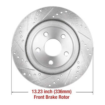 HUSCH Ceramic Brake Pads and Drilled and Slotted Brake Rotors Fit for Dodge - size: Drilled&Slotted-53005+D1084