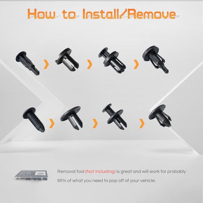 OTUAYAUTO 120PCS Nylon Push-Type Bumper Retainer Clips - size: 120Pcs 6 Sizes Clips with 1 Remover