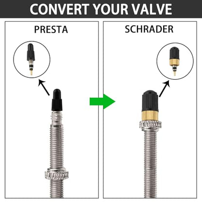 23 Pieces Presta Valve Core, Bike Valve Core Removal Tool with Tubeless Valve, Presta Valve Caps, Brass Presta Valve Adapter for Tubeless Road MTB Tires