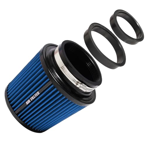 3" 3.5" 4" Inlet Car Replacement Cold Air Intake Filter 76mm 89mm 102mm 3 Sizes in 1 High Flow Performance Cone Air Filter (Blue) - color: Blue